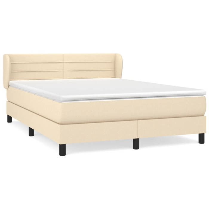 3126330 vidaXL Lit à sommier tapissier avec matelas Crème 140x200 cm Tissu