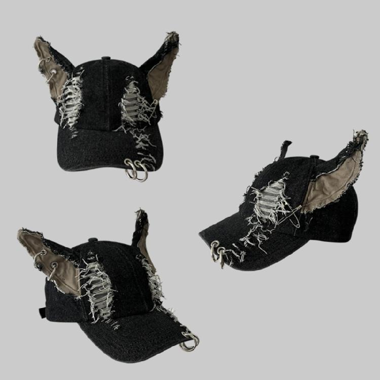 Distressed Dog Ear Baseball Hat 2000s Vintage Baseball Hat Breathable  Hat Long Brims Hiphop Dancing Hat for Adult