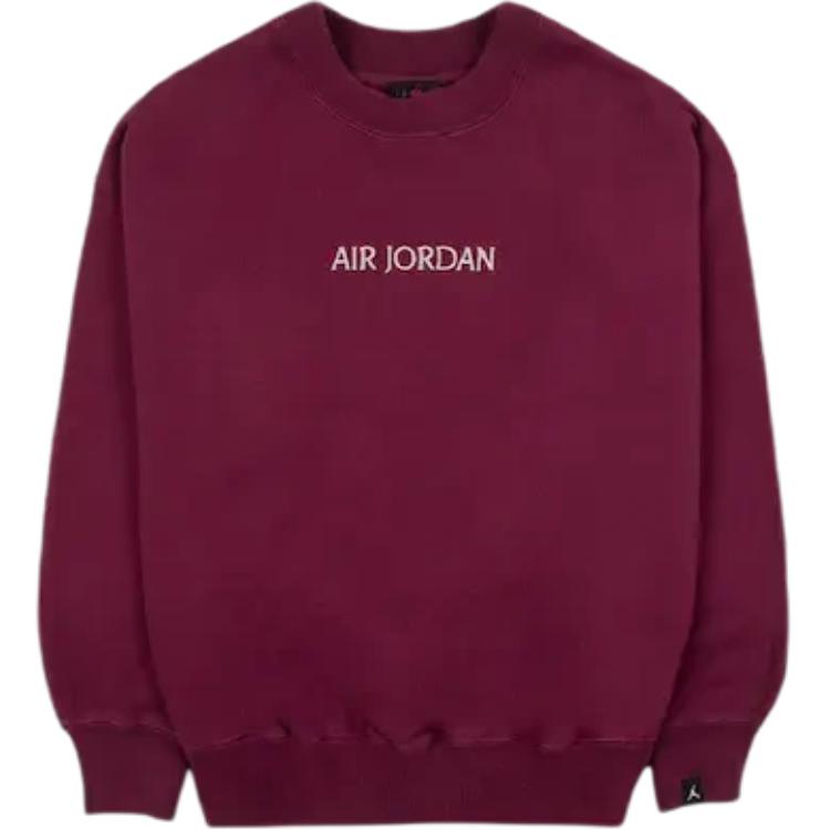 Jordan Solid Color Round Neck Pullover With Brand Logo Letter Print Long Sleeve Sweatshirt Women tops Cherry-Wood-Red DV6470-645