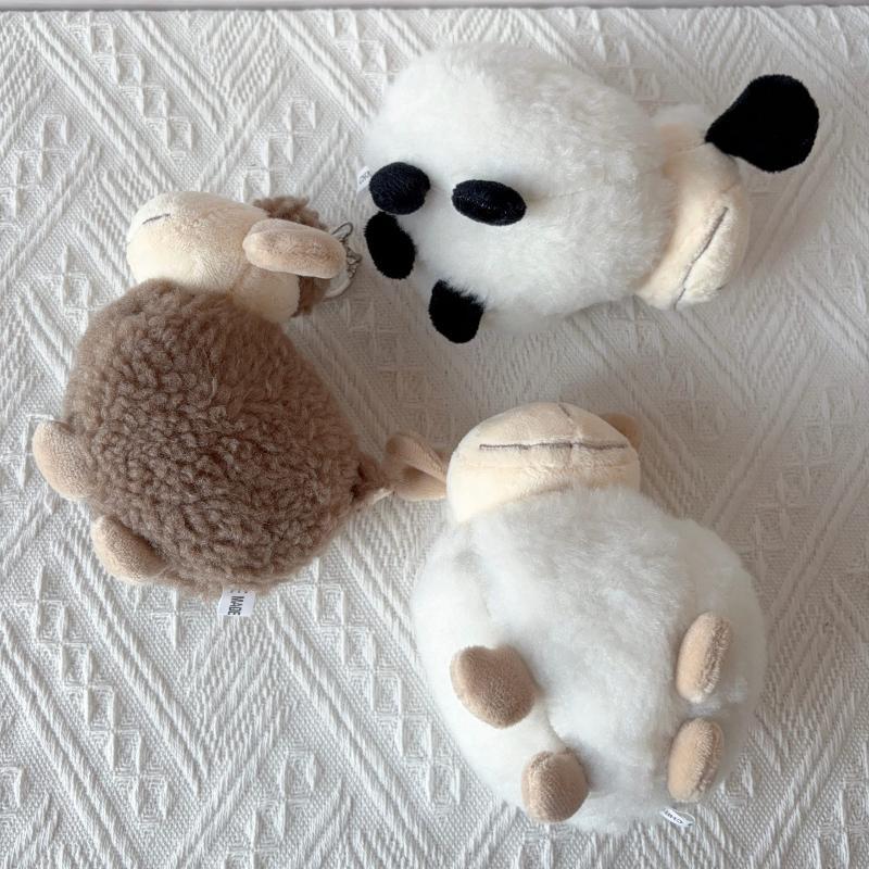 Plush Sheep Fluffy Keychain Smooth Metal Buckle Lovely Cartoon Pendant for Backpack School Bag Decor Kids Birthday Gifts