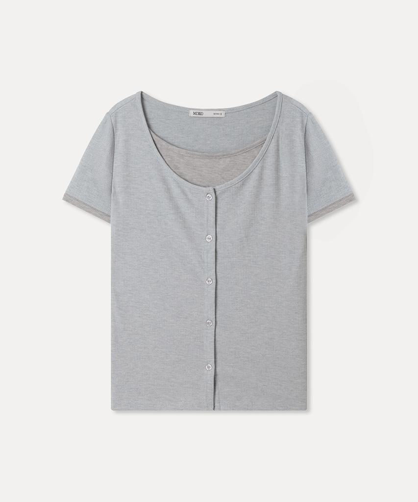 Mixxo Button-Style Layered Long Sleeve T-Shirt_Miwlwg401A Miwhwg57Qa