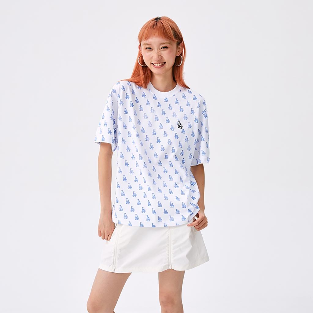 New MLB MONOGRAM Collection Los Angeles Dodgers SS25 T Shirt Unisex Dark Blue 3ATSM0253-07BLD