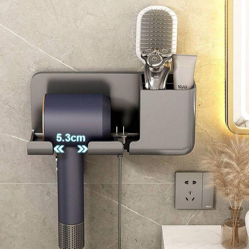 Universal No-Drill Wall-Mounted Hair Dryer Holder & Bathroom Storage Shelf