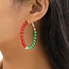 Red and Green Contrasting Colors Acrylic Beaded Earrings Retro Simple Christmas Atmosphere Literary and Advanced Women's Earrings