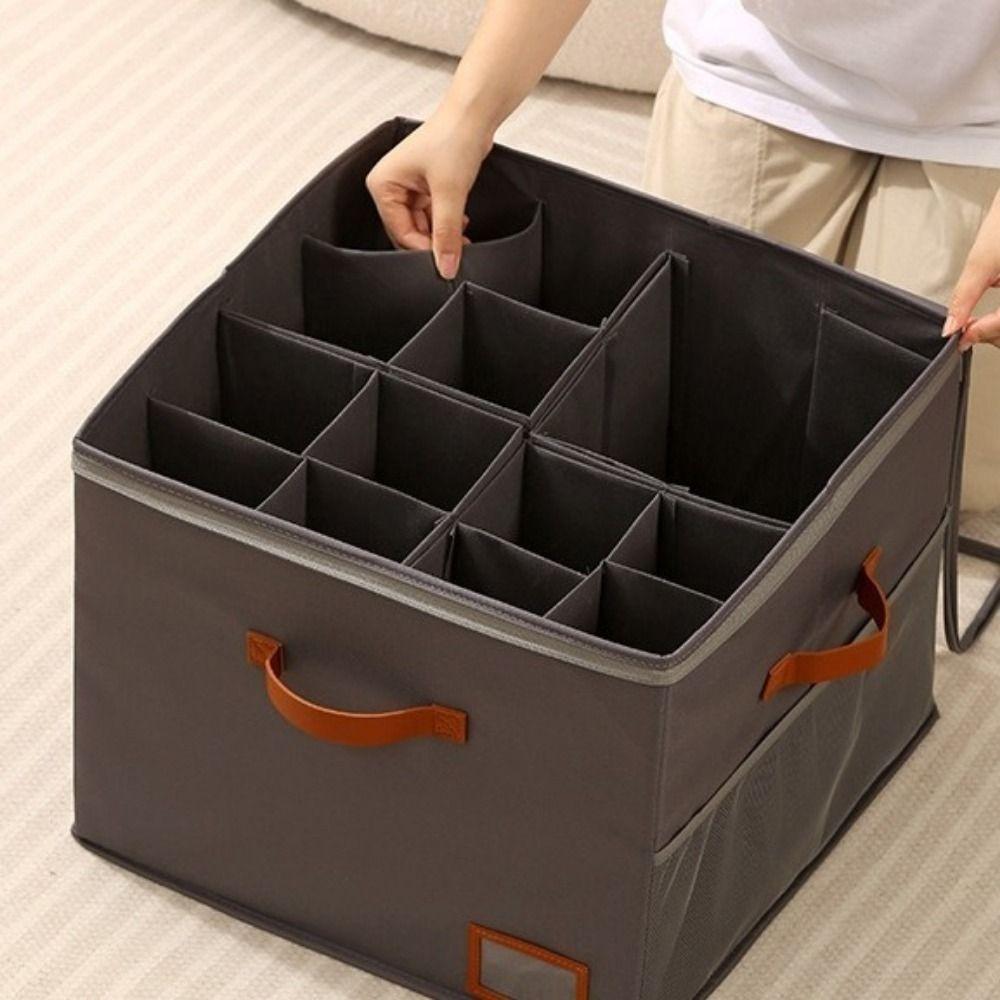 Oxford Cloth 16 Grids Shoe Storage Box Large Capacity Folding Shoe Storage Containers Reinforced Handle with Clear Lid