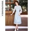 New Chinese Style Elegant Long Sleeve Mid-Length Dress