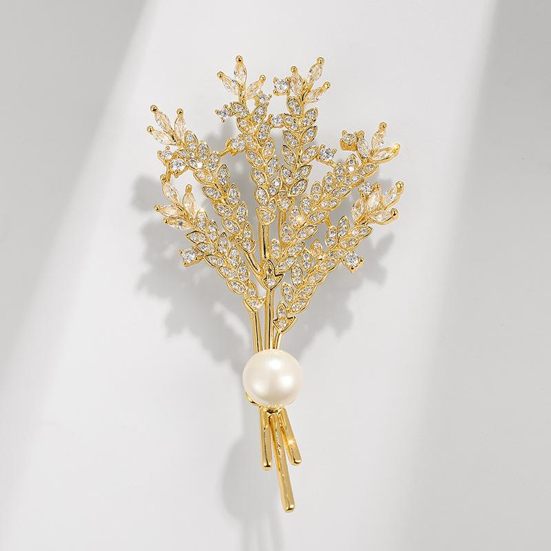 

Брошь-булавка Xiliang Циркон Пшеничный колос и Жемчуг для аксессуаров для одежды