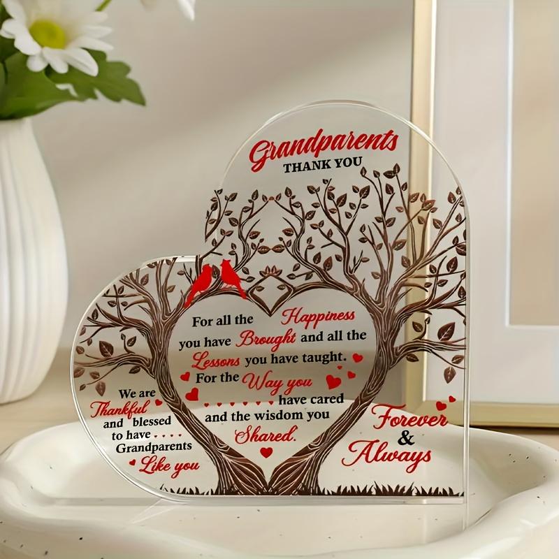 Grandparents  Heart-Shaped Thank You Plaque - with Family Quote, Perfect for Birthdays, Anniversaries, or Grandparents  Day, Nurseries, Home Desk Livi 10*10cm