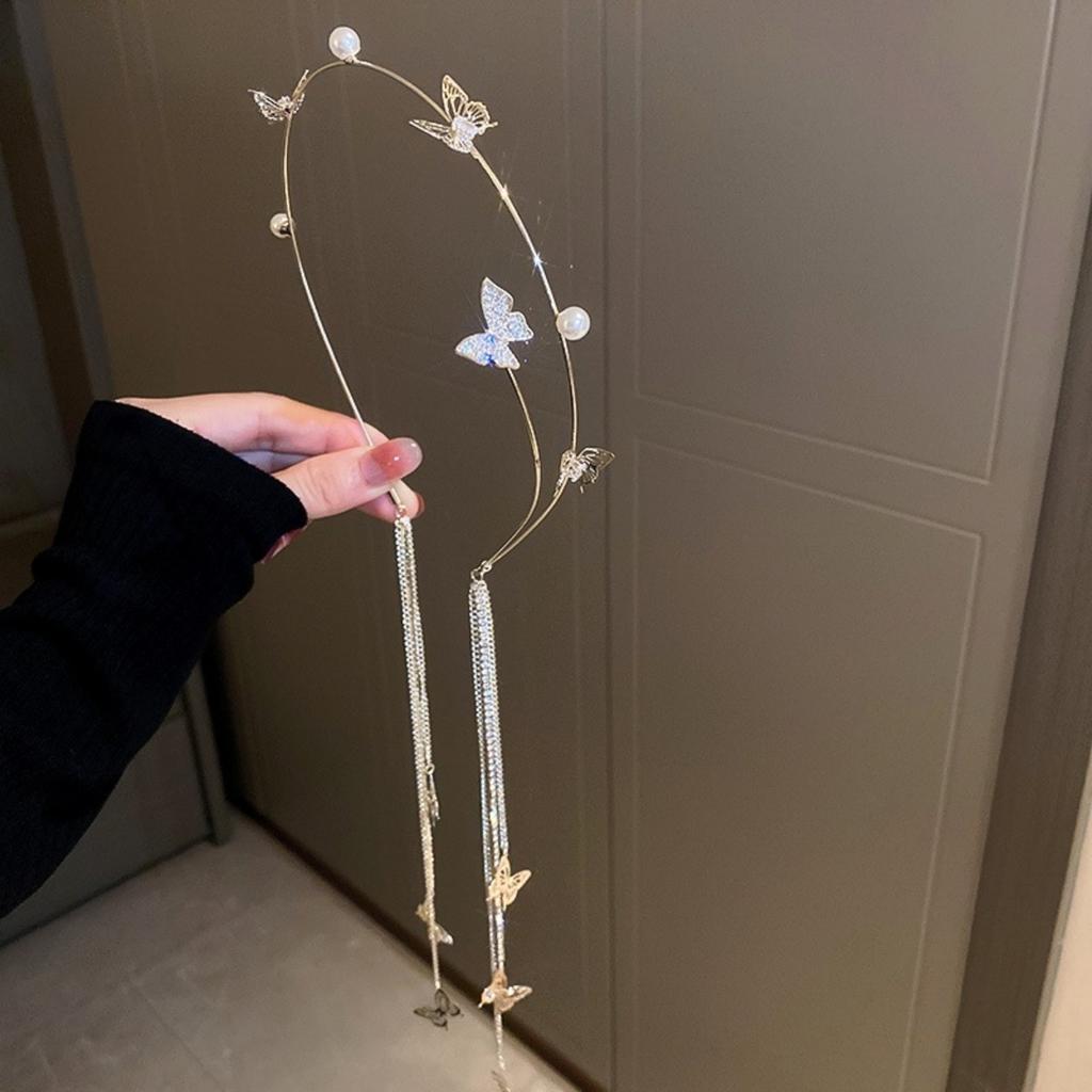 Glitter Girls Hair Hoop Korean Style Shining Rhinestone Headband Butterfly Tassel Hairpin Exquisite Jewelry Hair Accessories