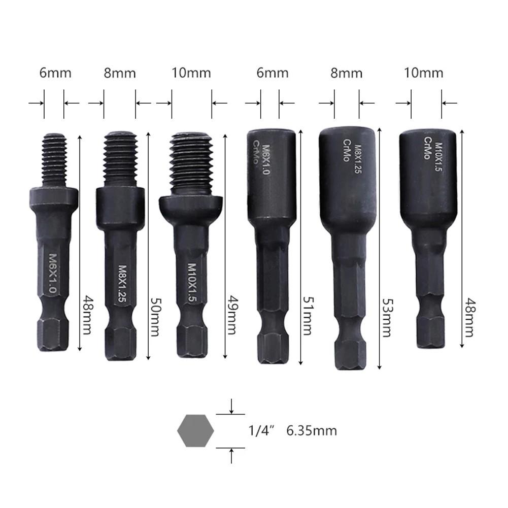 M6 M8 M10 Cr-Mo Self-Tapping Socket Adapter Set For Insert Nuts Or Hanger Bolt Power Drill Tool Socket Lock Screw Thread Sockets