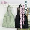 Bolsa Tote Feminina Niliv, Bolsa de Ombro, Grande Capacidade, Estampa Floral, Leve, Forrada, Lona, Armazenamento, Perfeita para o Trajeto para o Trabalho ou Escola,
