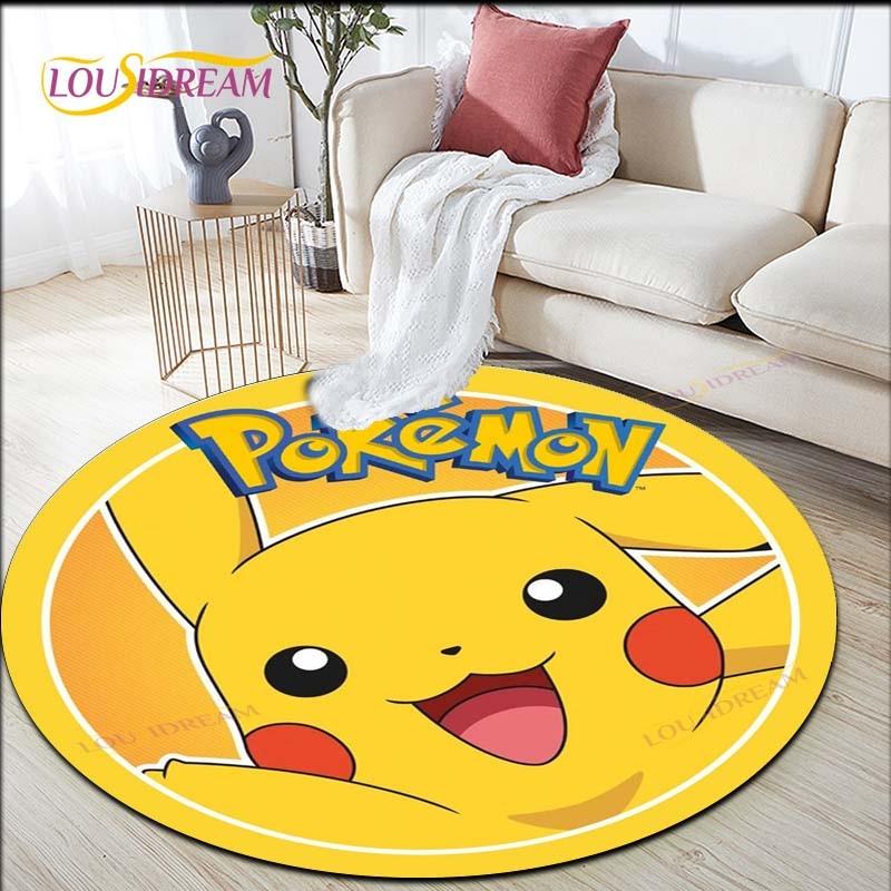 Çizgi Film Pokemon Pikachu Yuvarlak Halı Oturma Odası Halıları Alan Halısı Giriş Matı Yatak Odası Halı Paspası Çocuklar İçin Oturma Odası Halıları