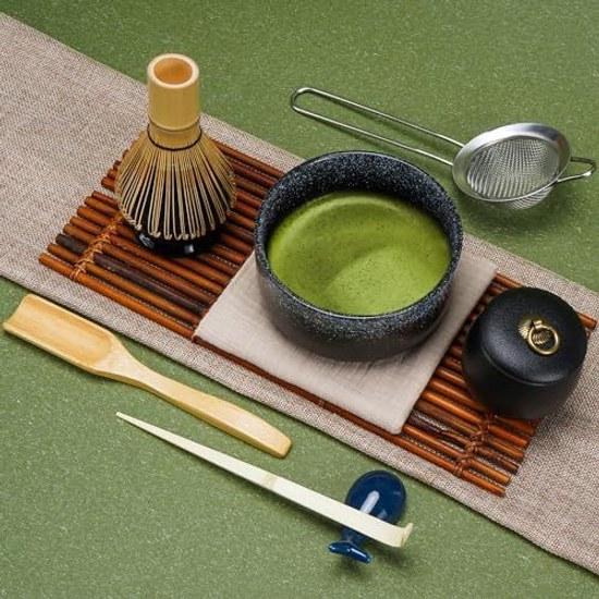 Matcha set tea ceremony 9-piece bowl whisk stand bamboo scoop (chasaku) traditional (chasen) stainless steel sieve.