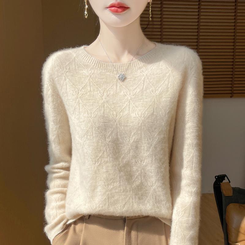 Women's Cashmere Sweater Qinghe Cashmere 30% Cashmere 70% Wool Women's Autumn and Winter Cashmere Pullover Soft and Warm