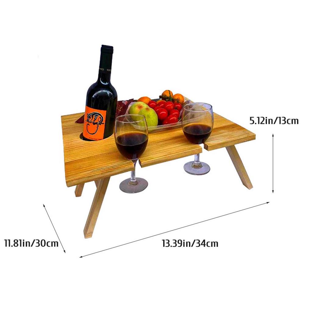 Picnic Wine Foldable Table Portable Solid Color 5 Slot Outside Camping Hiking Barbecue Desk Furniture Accessories