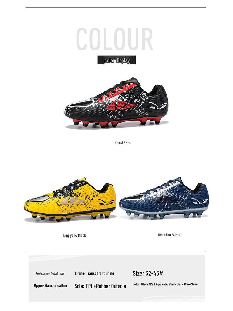 New Children's Low-Top Studded Football Shoes for Boys & Girls - Rubber Grass Field Sports Training