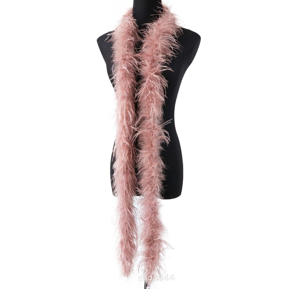 2 Meters/Bag South African Colorful Ostrich Feather Villus Fluff Bar Strip Dyed Pattern Performance Dress Hat Scarf