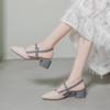 2025 Summer Elegant Thick High Heel Shoes with Baotou Solid Color Women's Shoes Women's Sandals Zapatillas Mujer Sandal