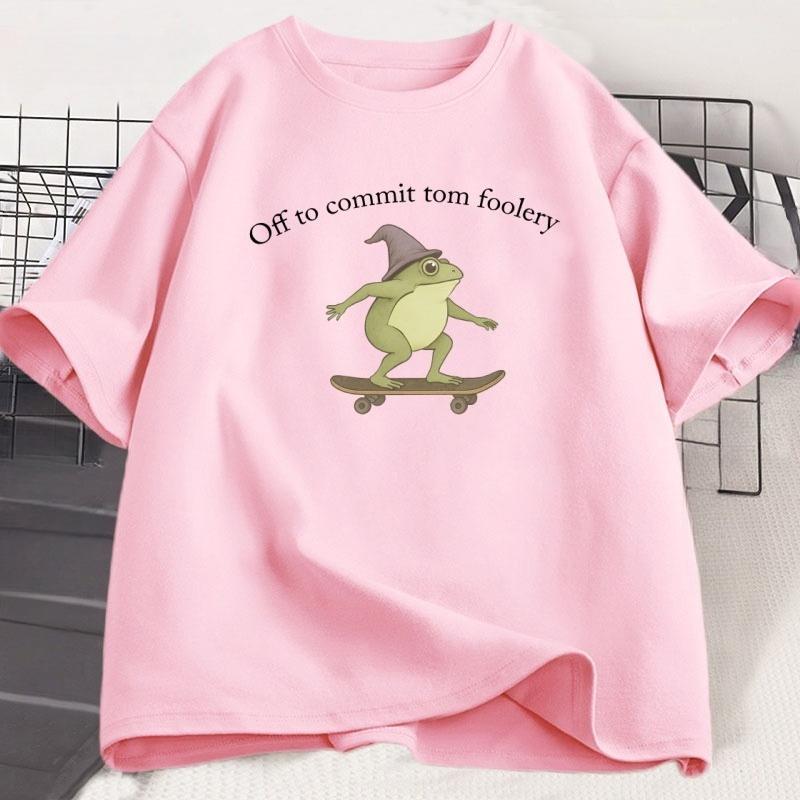 Funny Frog TShirt Silly Weirdcore Graphic Tee Printed Cotton Shortsleeve T Shirt WOMEN Unisex Cool Streetwear Tshirts Clothing