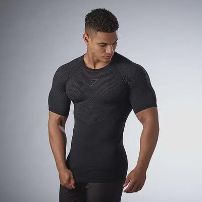 Muscle Maiba Men's Quick-Dry Elastic T-Shirt for Outdoor Running and Fitness