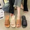 Summer Slippers Women's Outer Wear 2025 New Fashion One-word Buckle Flat-bottomed Slippers Student Seaside Casual Beach Shoes Women