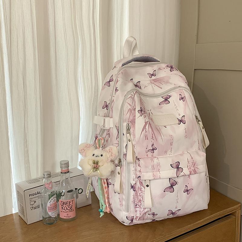 Dámský stylový lehký batoh: Školní a cestovní taška s velkou kapacitou a starobylým designem národního přílivu