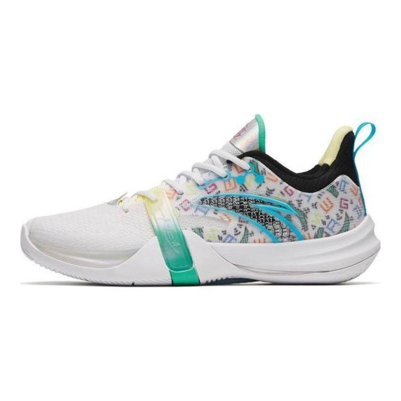 Anta Qingkuang 4 Team Men s Low-top Basketball Shoes Shock Absorbing Slip Resistant White Black Green 112321601-2 44.5