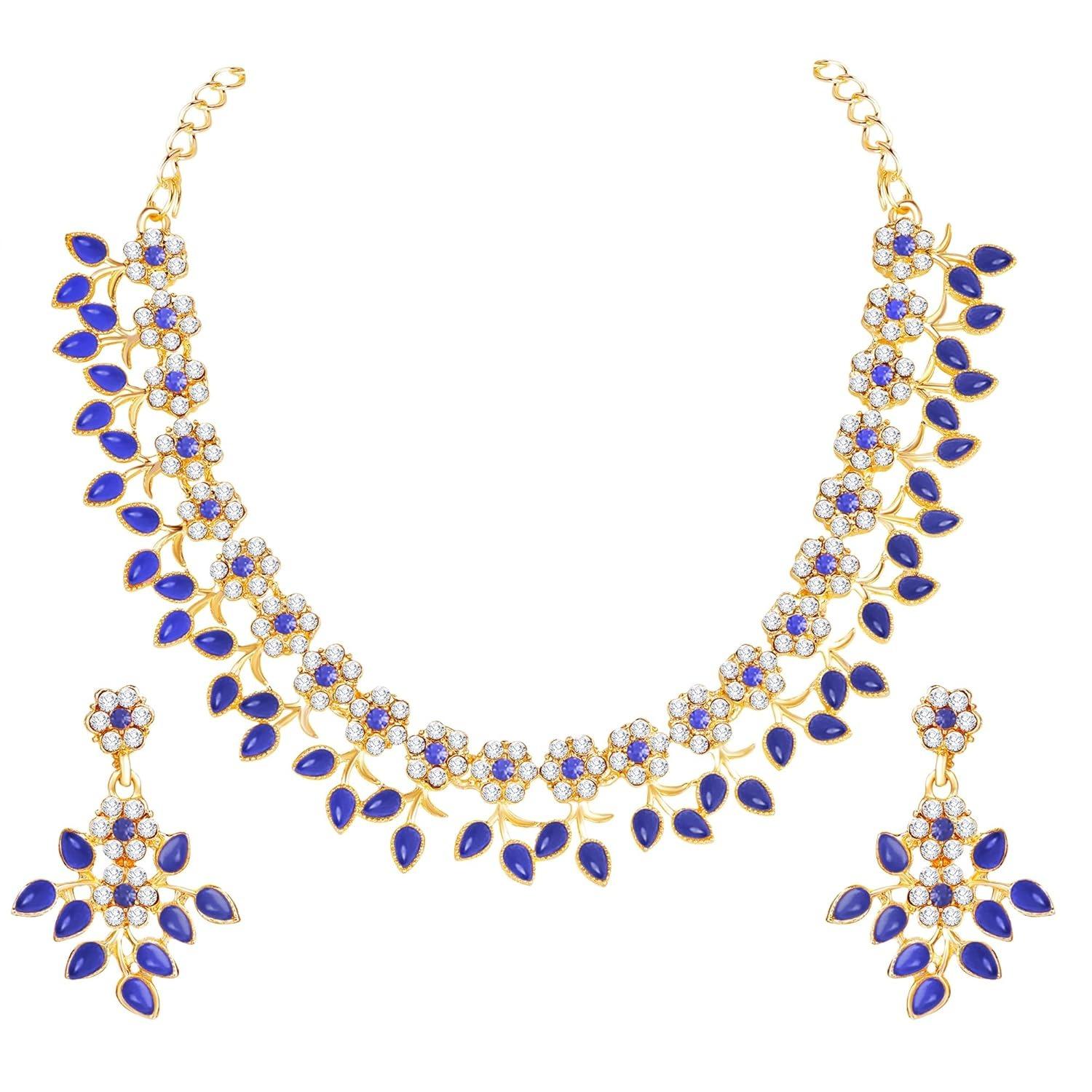 

Набор кристальных украшений: колье и серьги | Лучше всего подходит для вечеринок, свадеб и праздничных мероприятий для женщин Onesize синий