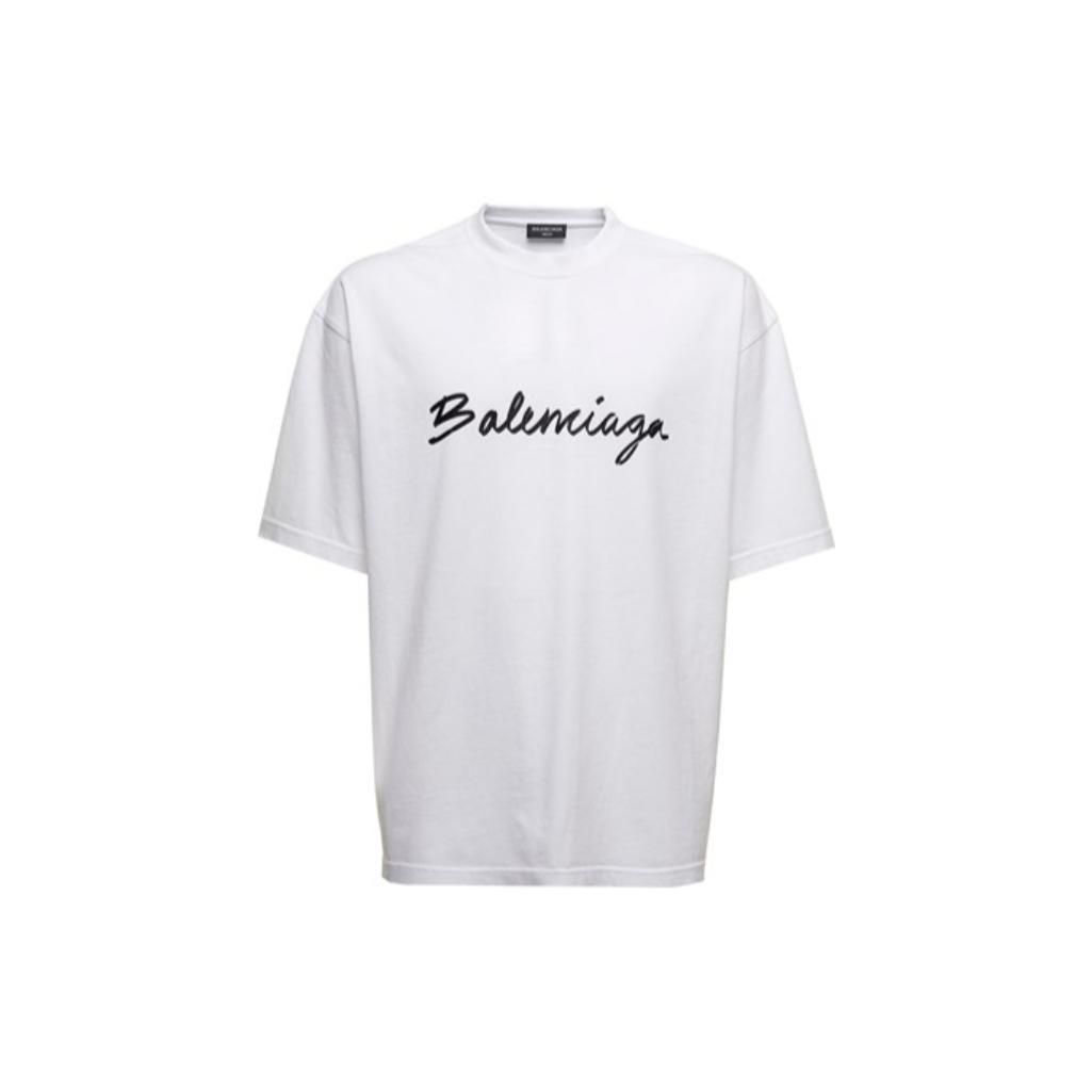 Balenciaga Script Logo T-shirt `White/Black` Men`s