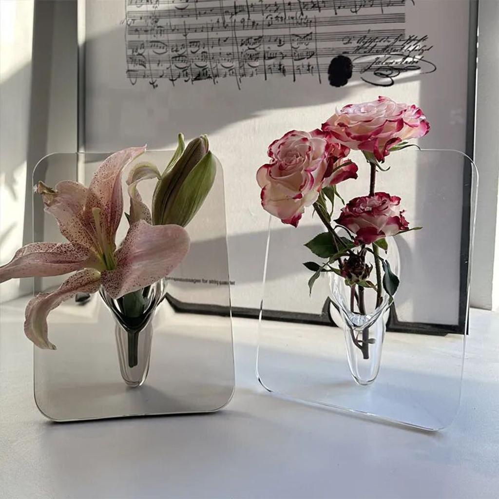 Photo Frame Vase Transparent Stylish Decorative Acrylic Hydroponic Flower Vase for Office Wedding Home