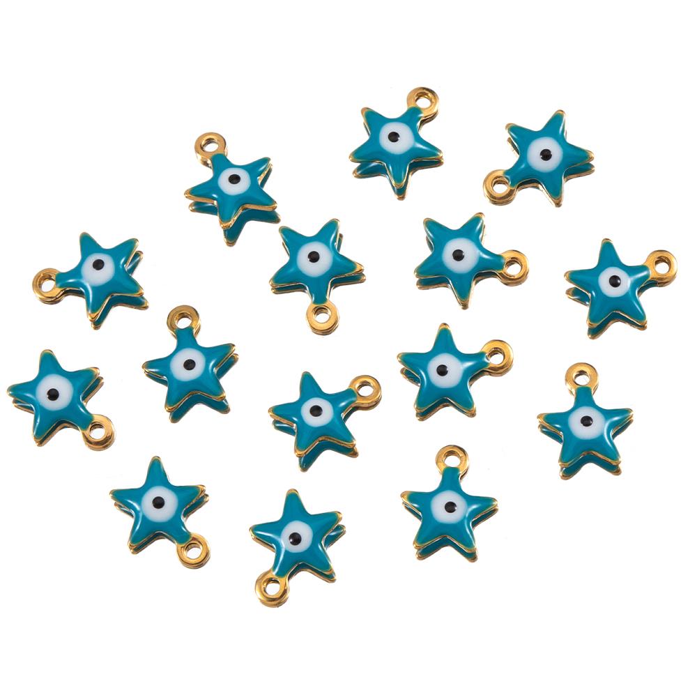 20pcs Round Ball Charms Stainless Steel Turkish Evil Eye Earring Pendant Base DIY Boho Jewelry Making Bracelet Supply Mix Color