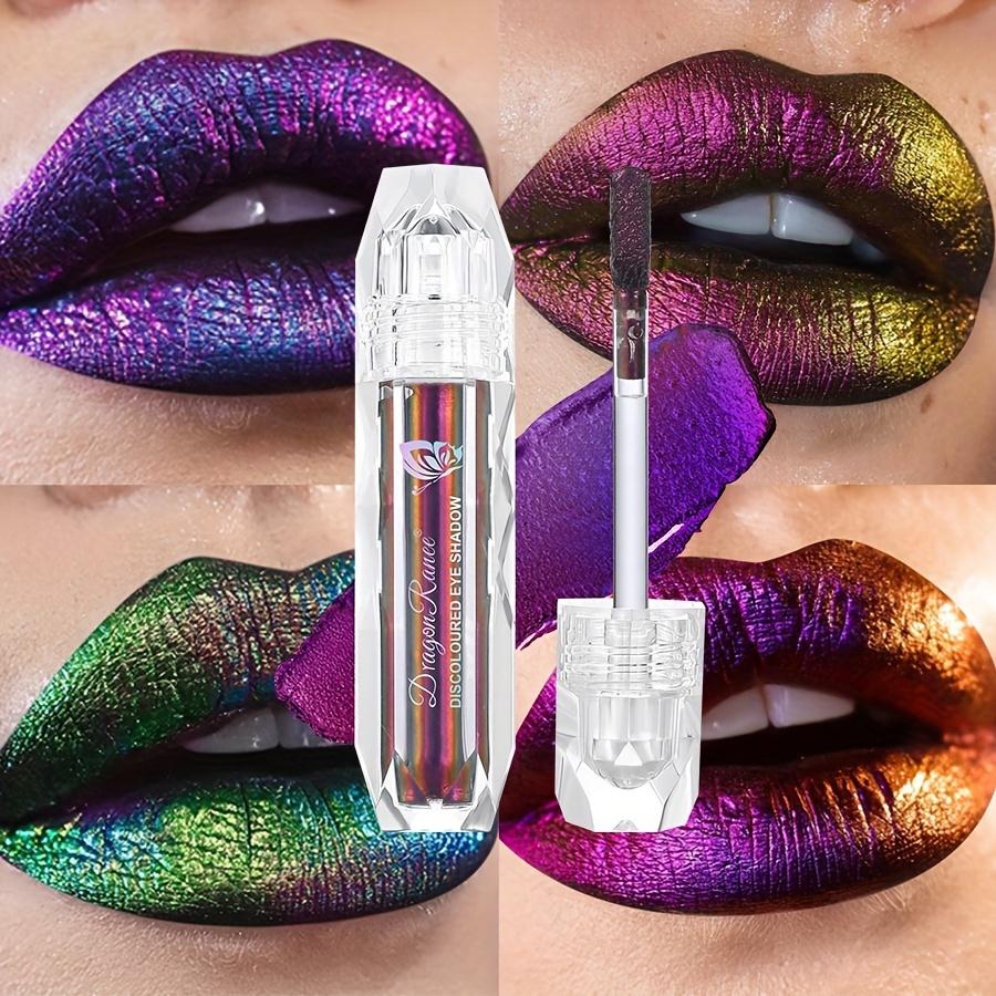 9-Color Chameleon Metallic Lip Gloss Lip Glzae High Shine Long-Lasting Lipstick Coral Tones for Stage & Halloween Makeup