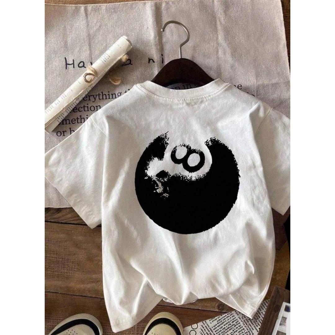 

Бильярдная футболка с принтом черной восьмерки, повседневный и универсальный стиль, подходит для летней повседневной носки и выхода в свет S