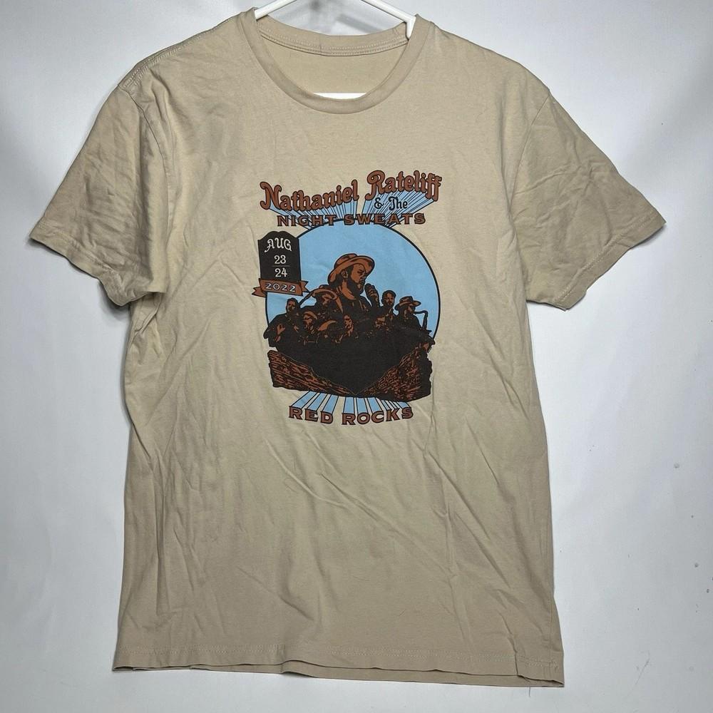 Nathaniel Rateliff beige Unisex Cotton All Size Tee Concert BL1528 Unisex T-Shirt XL