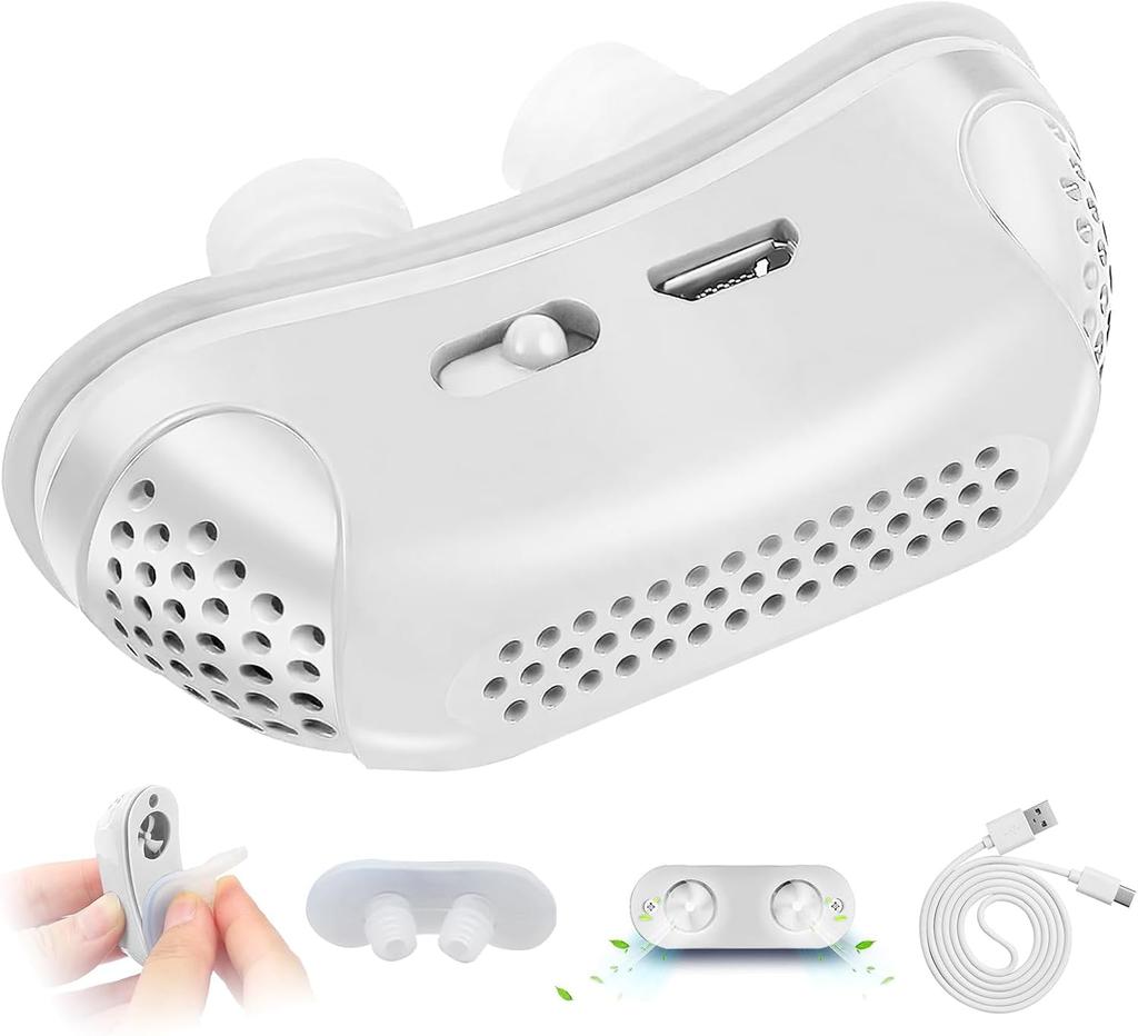 Anti-Snoring Device, Dual Turbine Electric Adjustable Ventilation, Adjustable Wind Speed, Snoring Solution for Men and Women, Blue