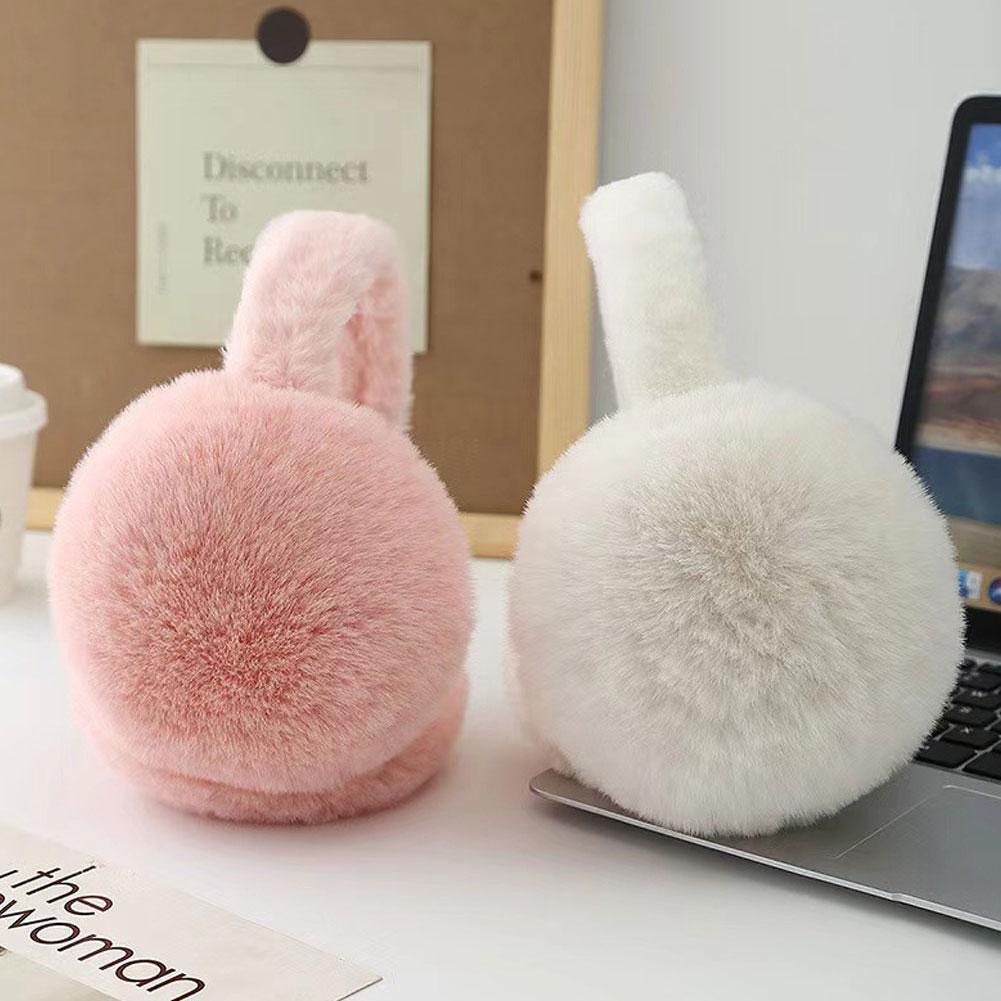 Soft Plush Ear Warmer Fashion Autumn Winter Solid Color Cold Protection Earflap Folding Earflap for Women Men
