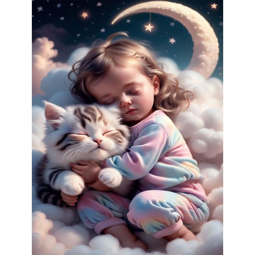 5D DIY Full Round Drill Diamond Painting Sweet Big Eyes Girl Kit Home Decoration Rhinestones Paintings