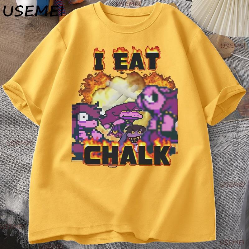 I Eat Chalk Deltarune Game Tshirt for Unisex Women Causal Funny Short Sleeve Round Neck Tshirt Streetwear Male Graphic T Shirts