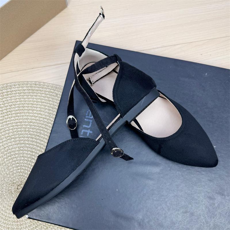 Fashion Flat Shoes for Women's Spring and Autumn Plus Size Pointed Sandals Women's 41-43 French Work Shoes Ladies Loafers Women