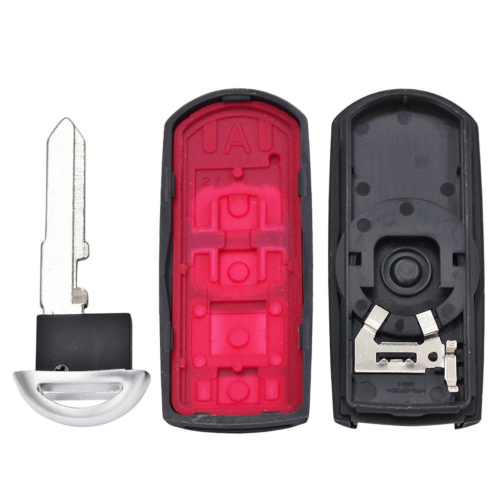 2/3/4 Tasten Fernbedienung Auto Schlüsselgehäuse Hülle Abdeckung Rot Halten für Mazda 3 6 CX-3 CX-5 Axela Atenza mit Notfallschlüssel Unbeschnittene Klinge