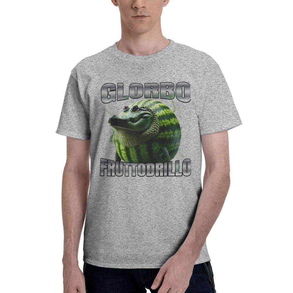 Glorbo Fruttodrillo Funny Italian Brainrot Meme Men T Shirt Hip Hop TShirts ShortSleeve Tops Summer Cotton Plus Size Top Tees