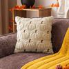 Halloween Pumpkin Fall Throw Pillow Covers Embroidery Soft Faux Fur Pillow Covers Plush Pillow Case for Living Room Bedroom Sofa