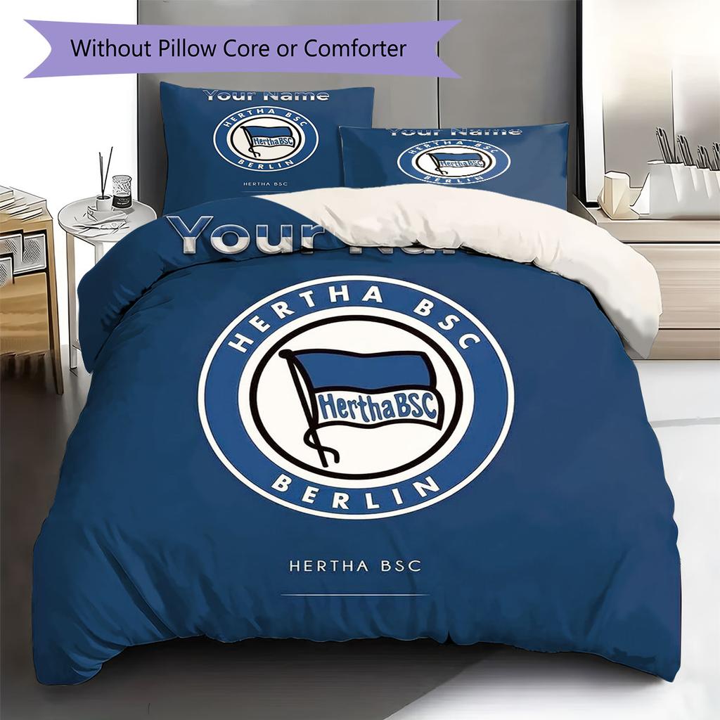 Hertha BSC Custom Name Pattern Bedding,Quilt Set Quilt Cover Pillowcase Home Birthday Gift(1 * Duvet Cover + 2 * Pillowcase, Without Core)