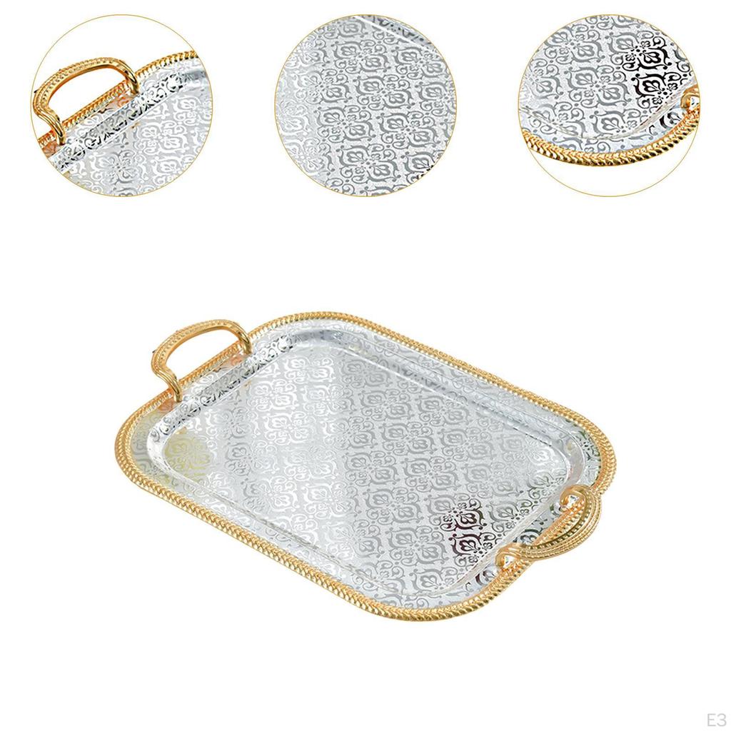 Serving Tray Decorative Iron Elegant Food Tea Cup Holder for Kitchen Bathroom Dresser