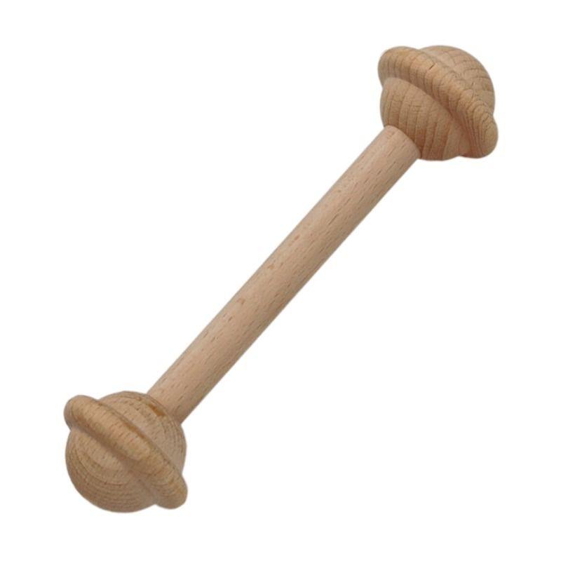 Beech Handbell Infants Baby Toy Solid Wood Unpainted Wooden Ring Soothing Funny Exercise