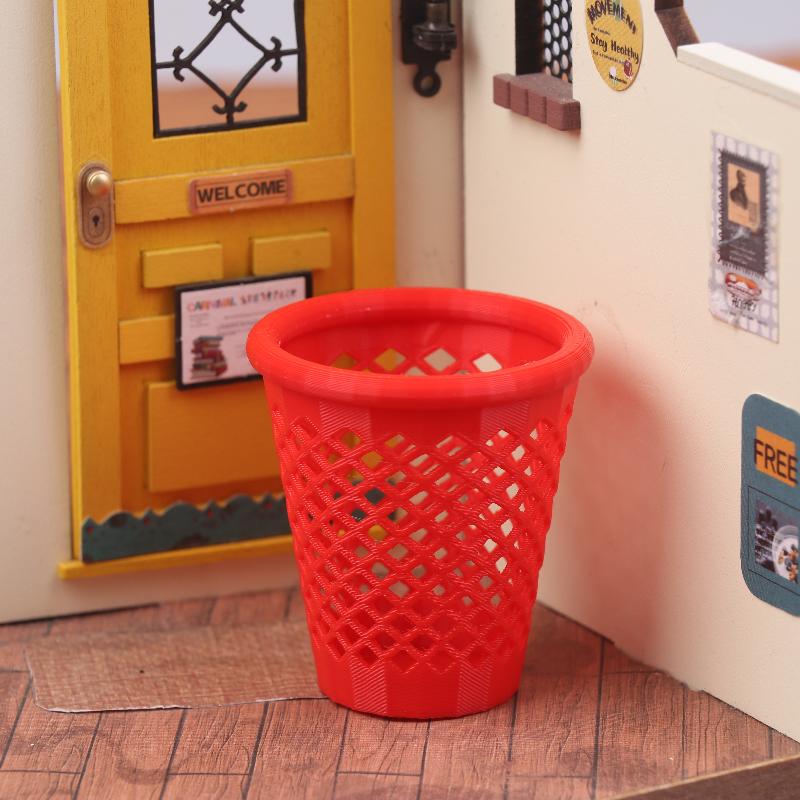 Mini 1/12 Hollowed-out Trash Can Model Dollhouse Living Furniture Decoration Dolls House Micro Scene Ornament