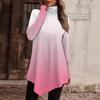 Casual Fashion Everyday Long Print Pullover Shirt Sleeve T Turtleneck Tops Women