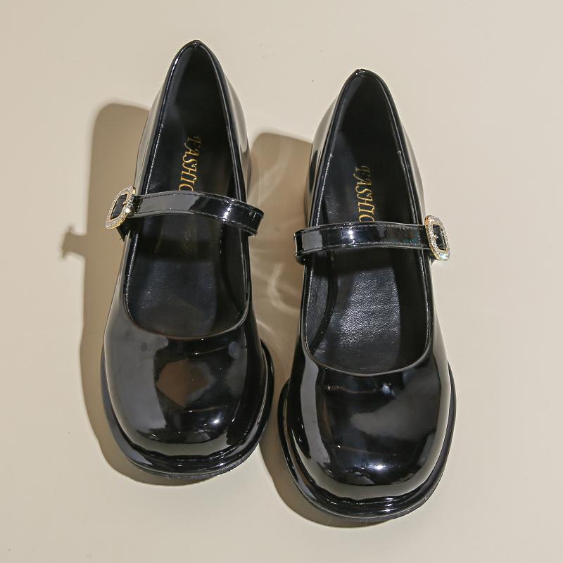 

Мода 2024 Весна и Осень Новая Модная Верхняя Одежда Яркая Кожаная Поверхность Большие Размеры Туфли Мэри Джейн Одиночные Туфли На Высоком Каблуке Для Женщин 43 чёрный