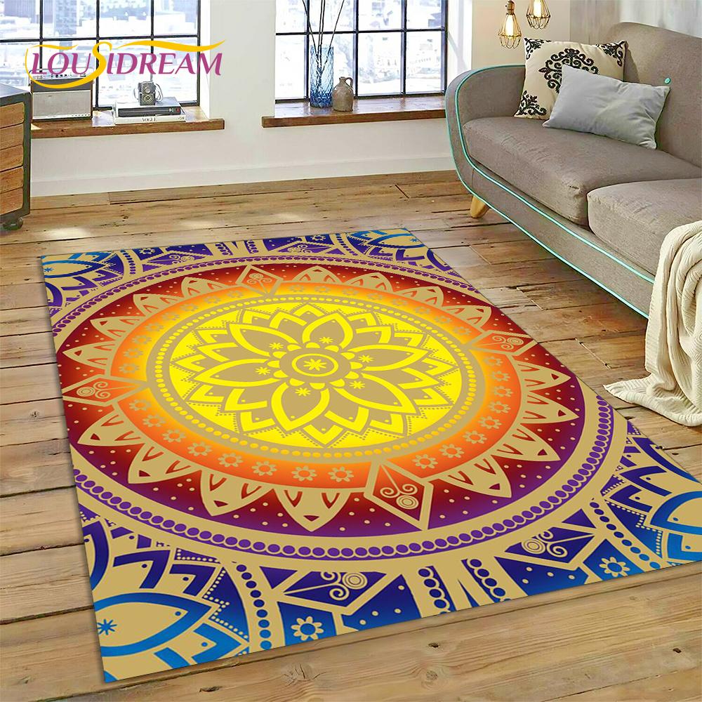Meditace Mandala Bohemia Duch Přírody Jógový Koberec Kobereček pro Domácí Obývací Pokoj Ložnici Pohovku Dekorace, Oblastní Koberec Protiskluzová Podložka