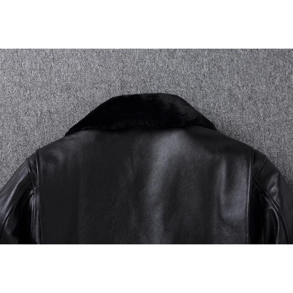 Chinese Size Top G1 Genuine Cowhide Men Leather Jacket Detachable Fur Collar Flight Suit Jackets For Men Military Aviator Coat Winter